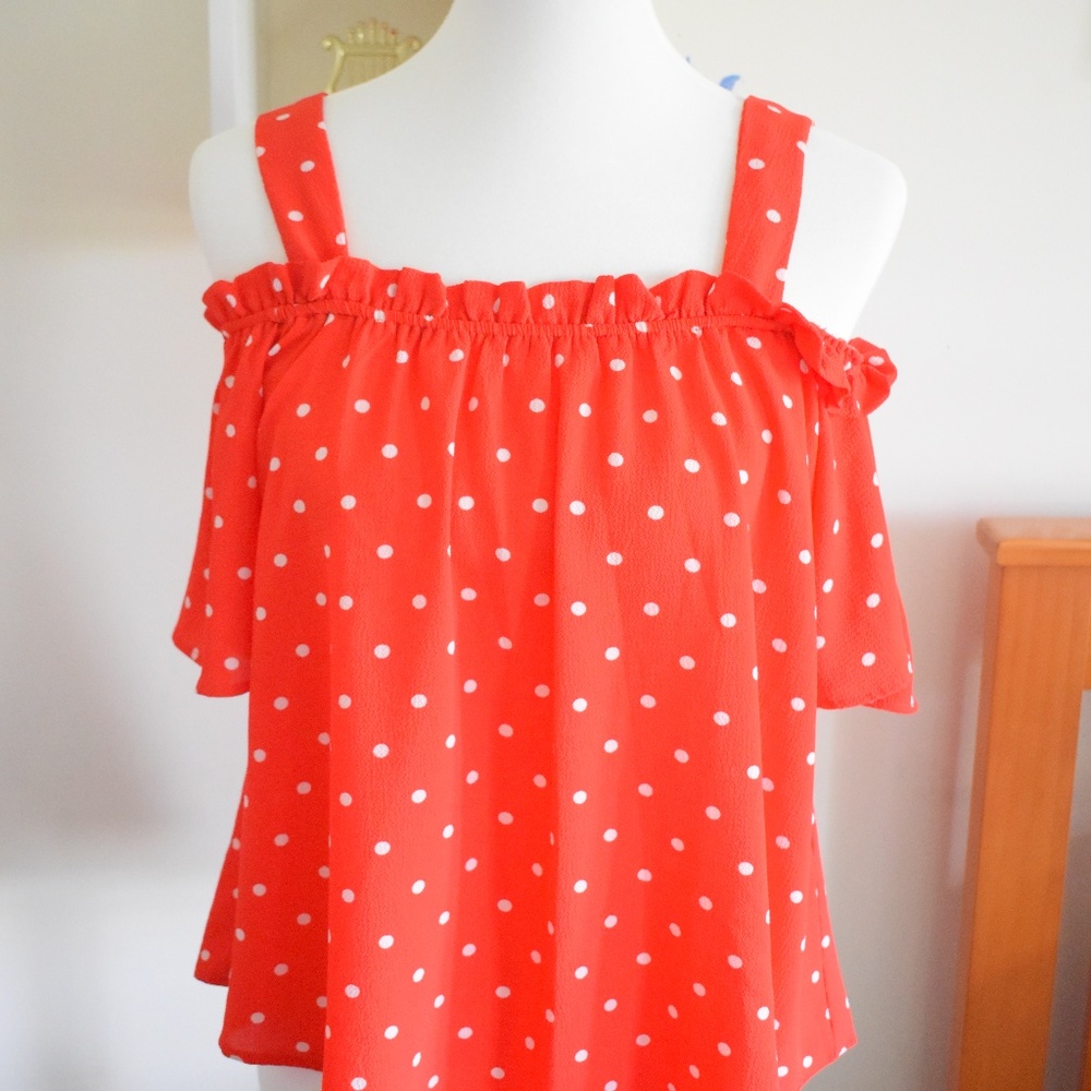 Red Polka Dot Off-the-Shoulder Top